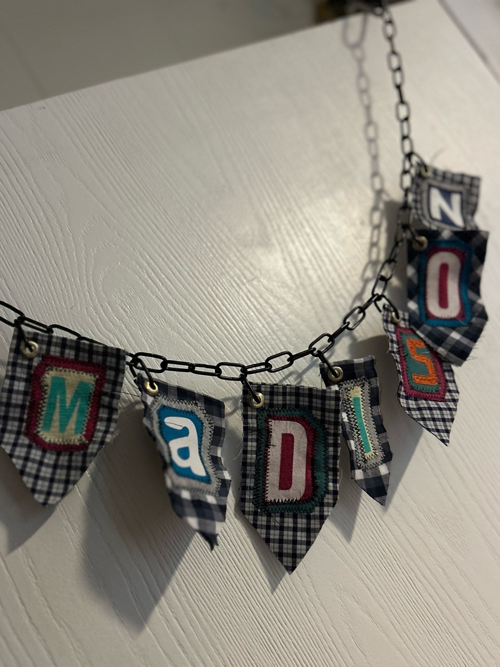Kids Plaid Name Banner - Multicolor wall hanging